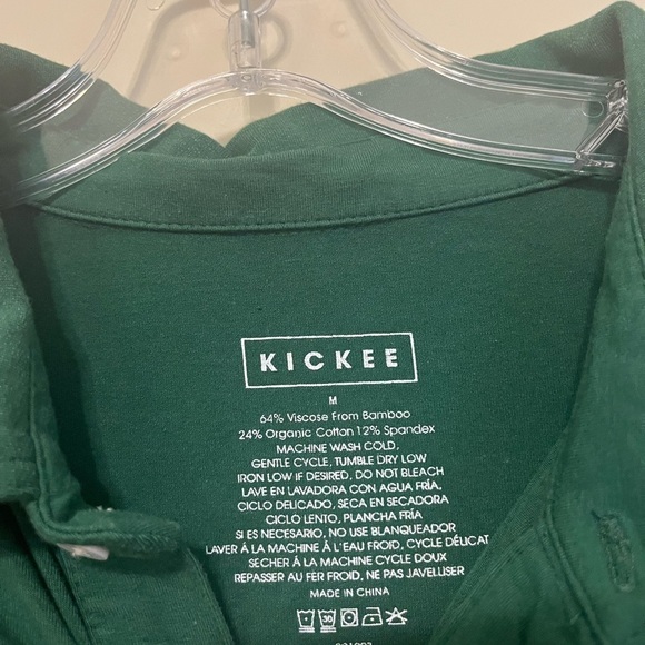 Kickee Mens Medium Green Bamboo Organic Cotton Polo Shirt - Picture 4 of 8